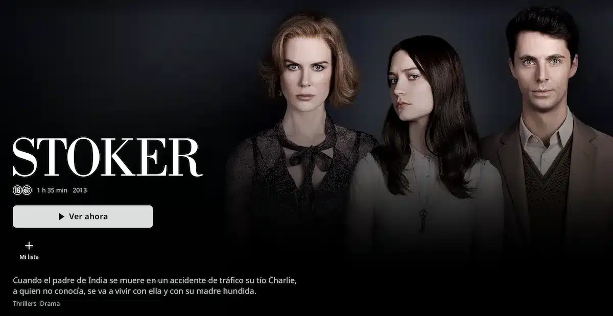 Stoker (2013): El Thriller Psicológico que Domina el Top 3 de MAX