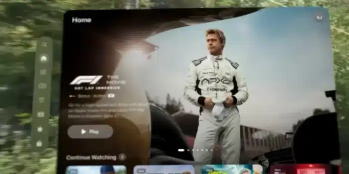 F1 Vision Pro Apple tv+ streaming